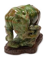 A Carved Verdite Model of a Rhinoceros