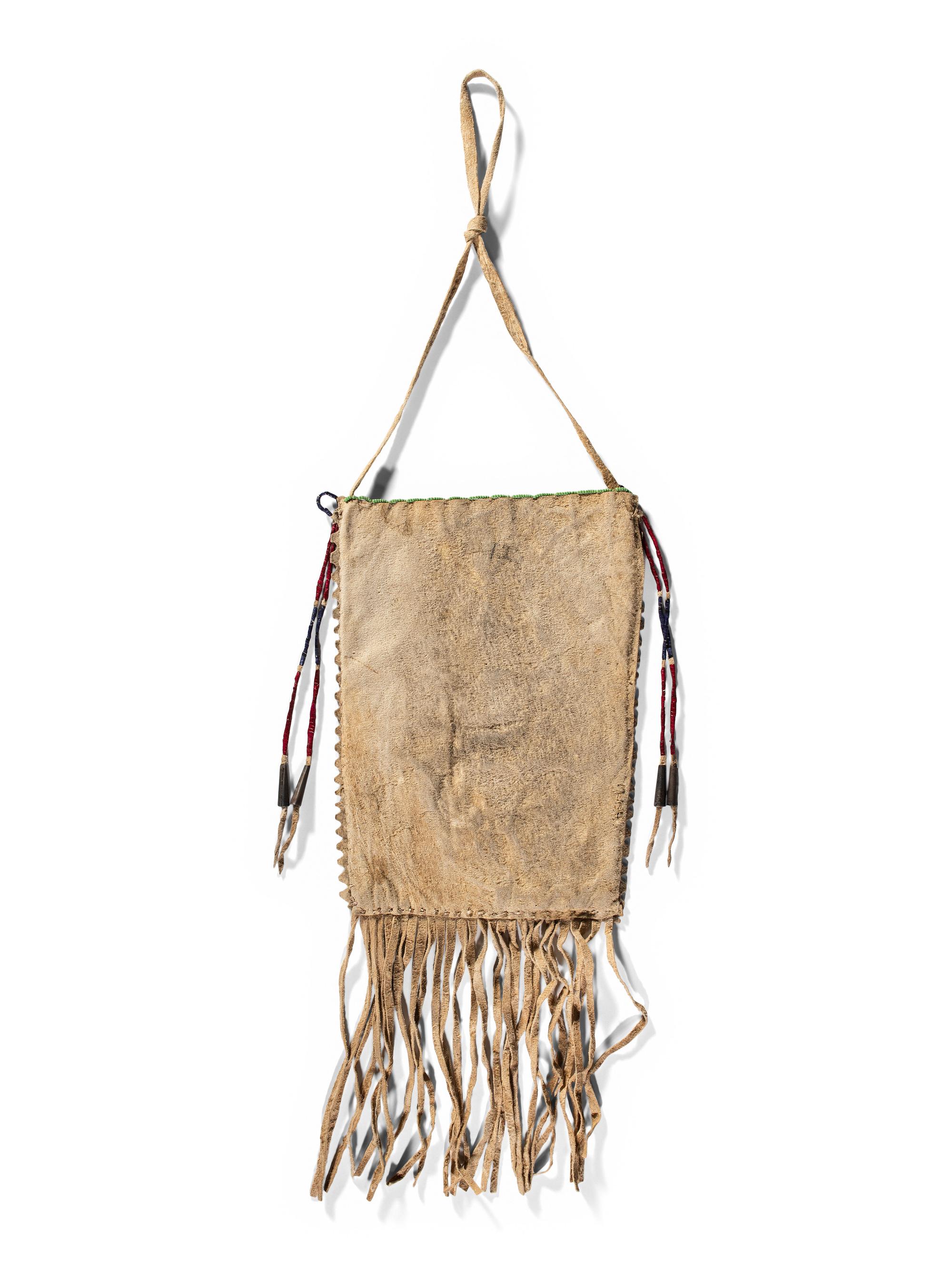 Sioux Beaded Hide Bag, with American Flags