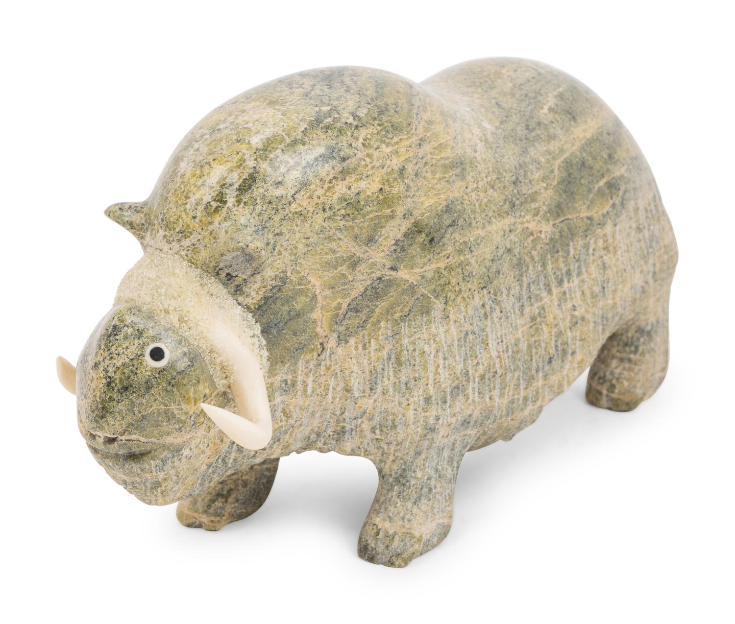 Inuit Carved Serpentine Stone Sculpture of a Muskox