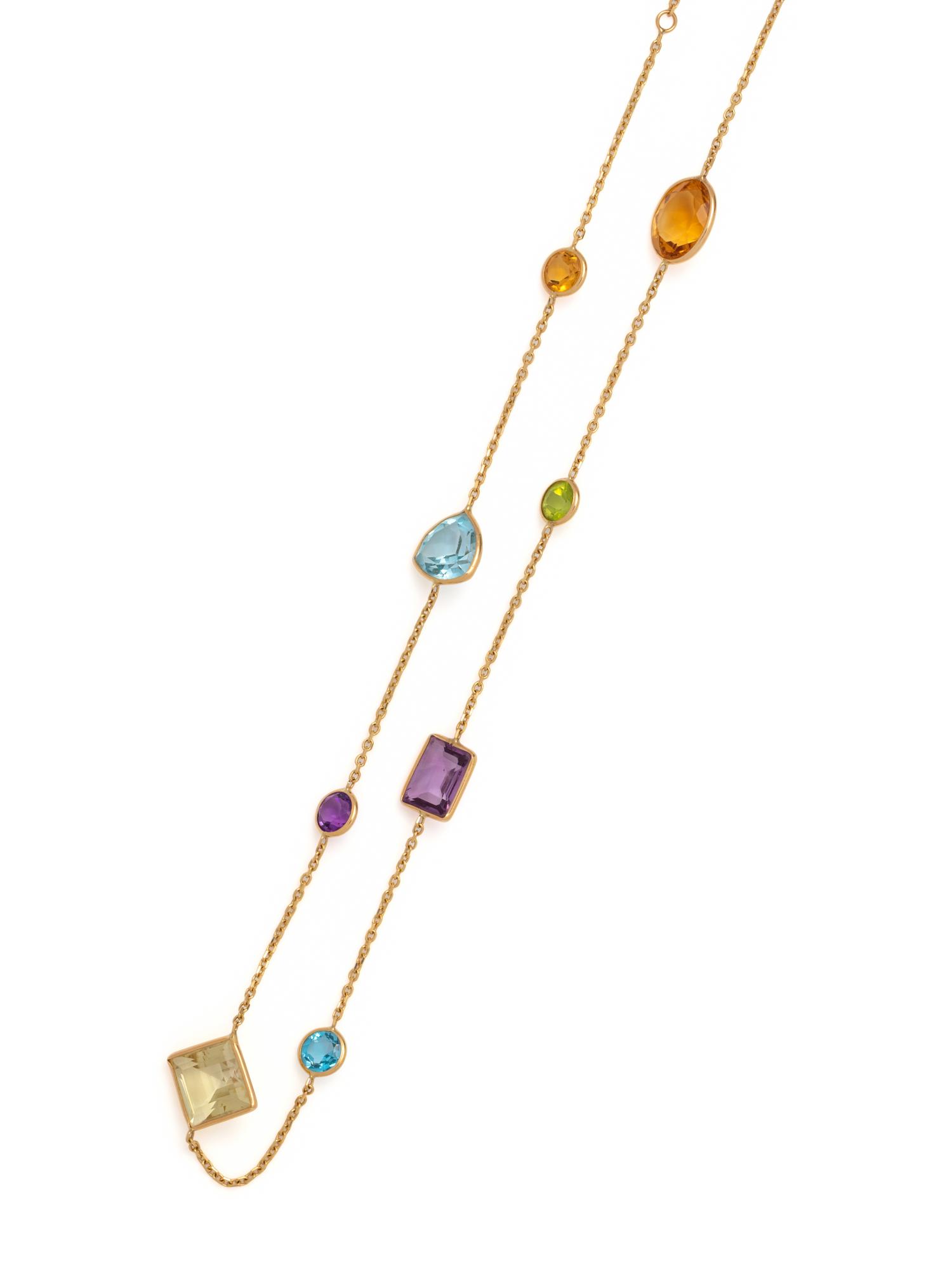 YELLOW GOLD AND MULTIGEM NECKLACE