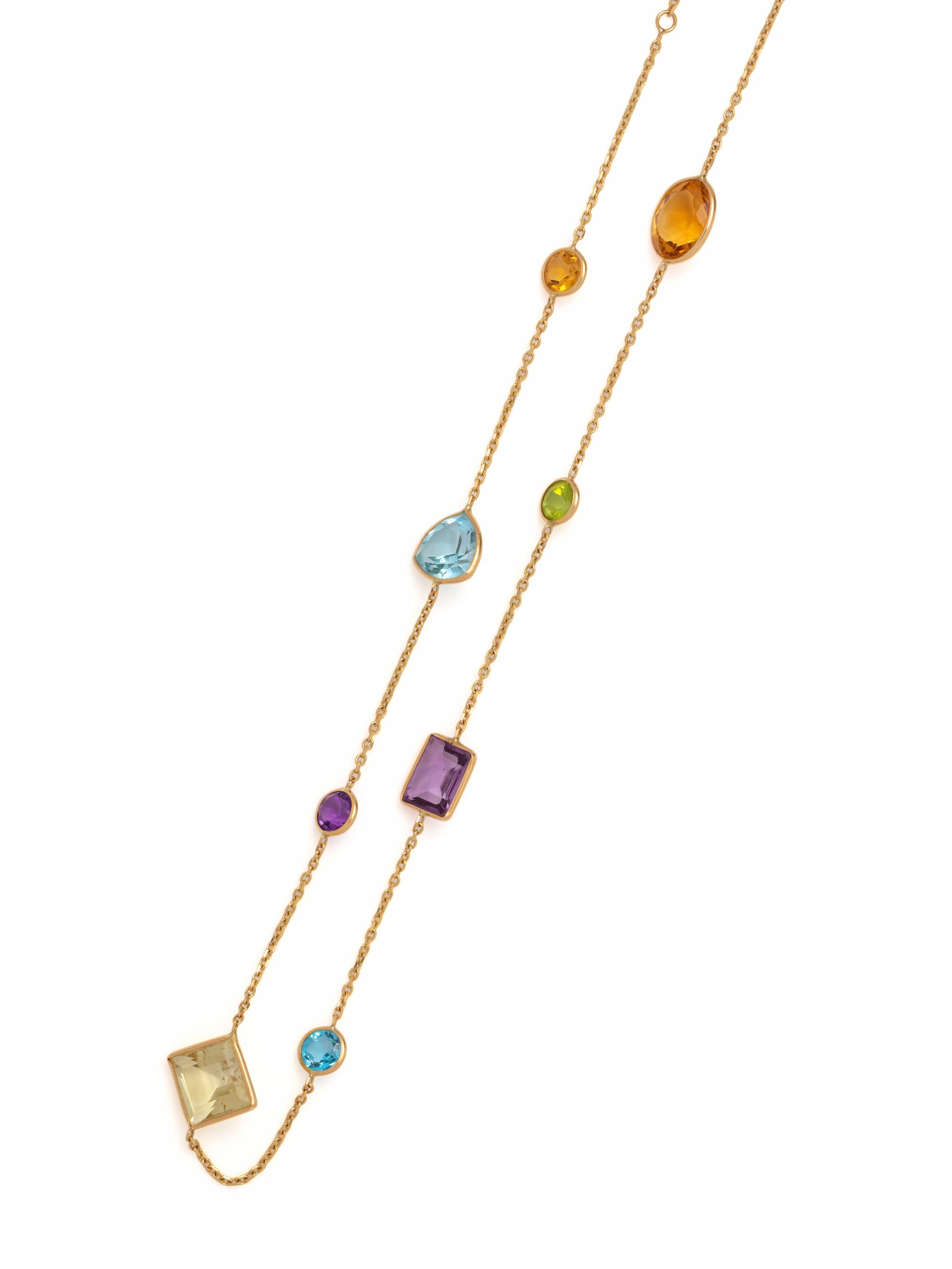 YELLOW GOLD AND MULTIGEM NECKLACE