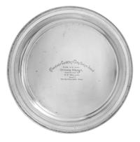 An American Silver Presentation Plate, Gorham Mfg. Co., Providence, RI, 1925, Edgeworth, the plate centered with an engraved inscriptio