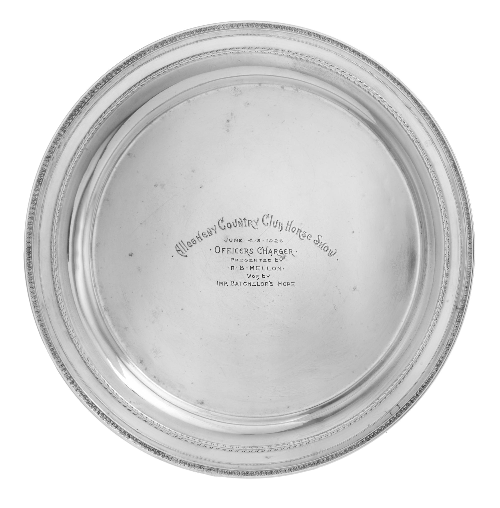 An American Silver Presentation Plate, Gorham Mfg. Co., Providence, RI, 1925, Edgeworth, the plate centered with an engraved inscriptio