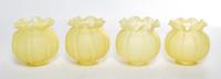 A Set of Four Yellow Glass Shades Height 5 inches.