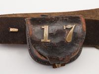 [CIVIL WAR]. Non-commissioned officer's belt equipped with a Model 1851 enlisted sword belt plate and cap pouch, identified to Company G, 17th Regiment, Invalid Corps.