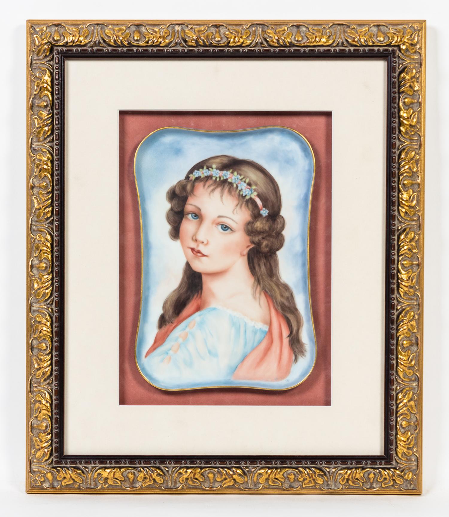 A Pair of Continental Porcelain Painted Plaques Height of larger 15 1/2 x width 12 1/4 inches.