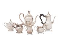 Two American Silver Three-Piece Coffee Services