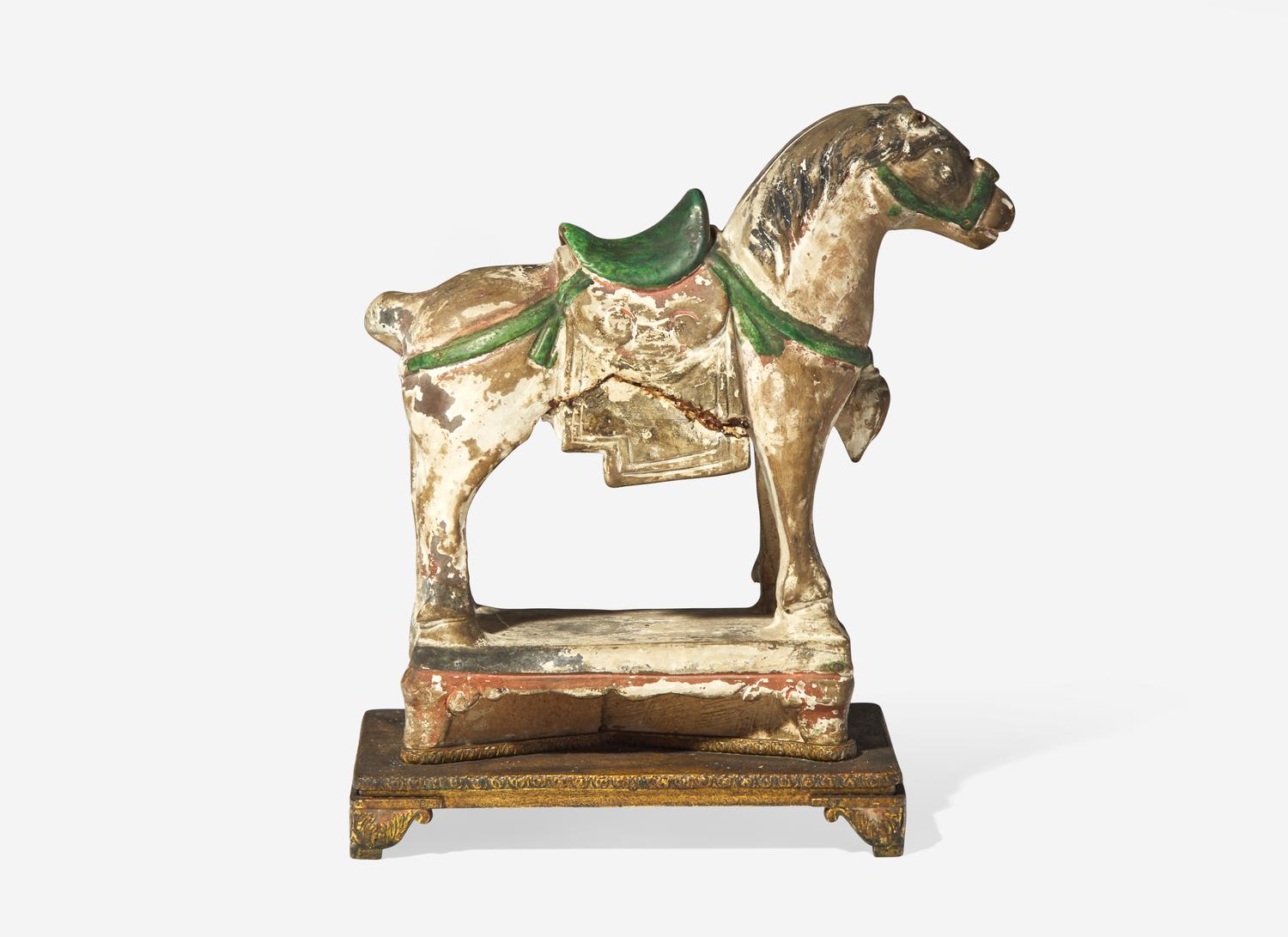Two Chinese Style Figures and a Pottery Horse
