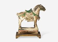 Two Chinese Style Figures and a Pottery Horse