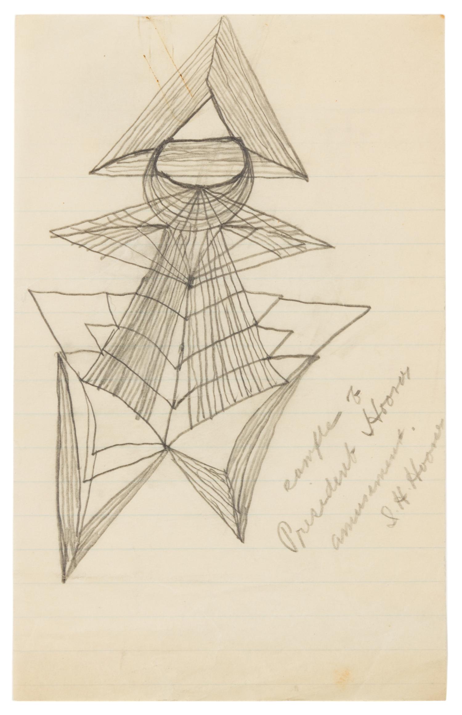 HOOVER, Herbert C. (1874-1964). Pencil sketch attributed to Hoover, as President.