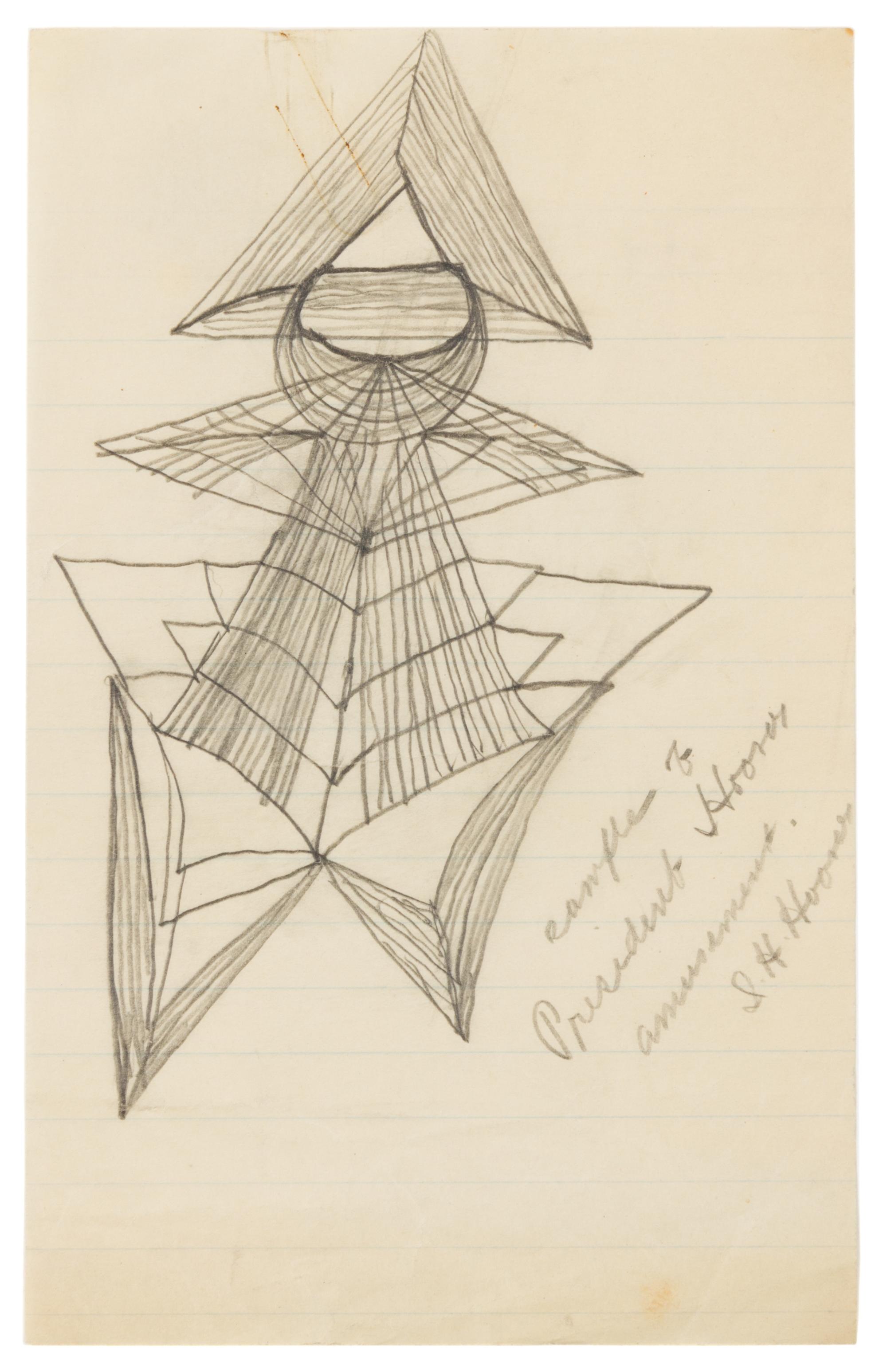 HOOVER, Herbert C. (1874-1964). Pencil sketch attributed to Hoover, as President.