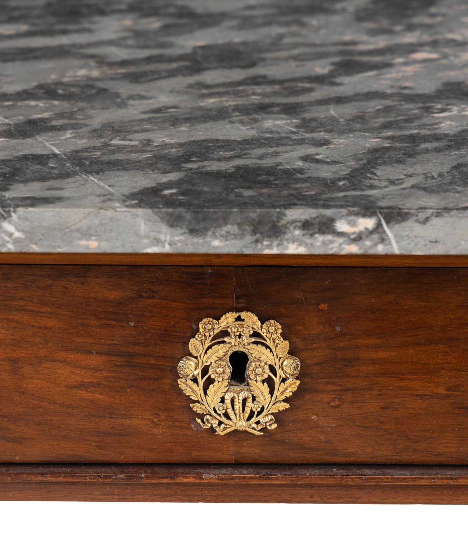 An Empire Style Gilt Bronze Mounted Mahogany Marble-Top Pier Table