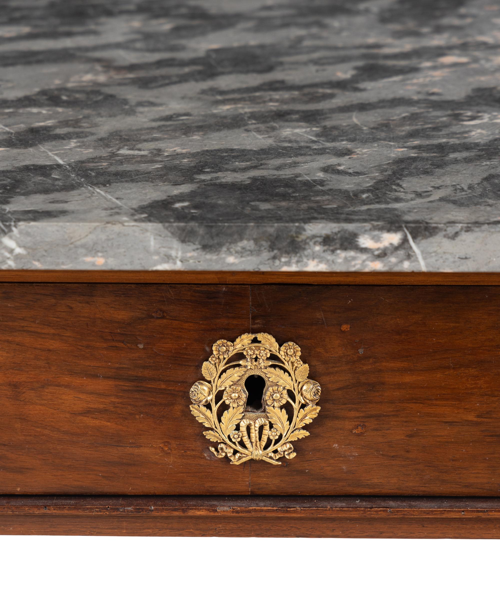 An Empire Style Gilt Bronze Mounted Mahogany Marble-Top Pier Table