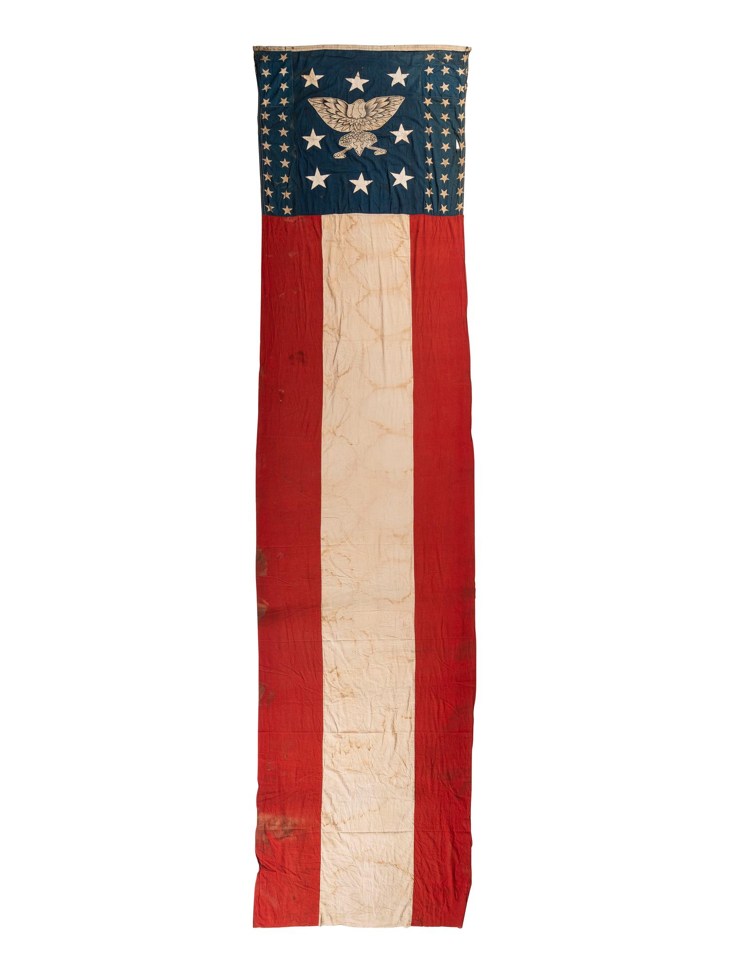 [FLAGS]. Patriotic banner featuring eagle and stars. Ca late 19th-early 20th century.