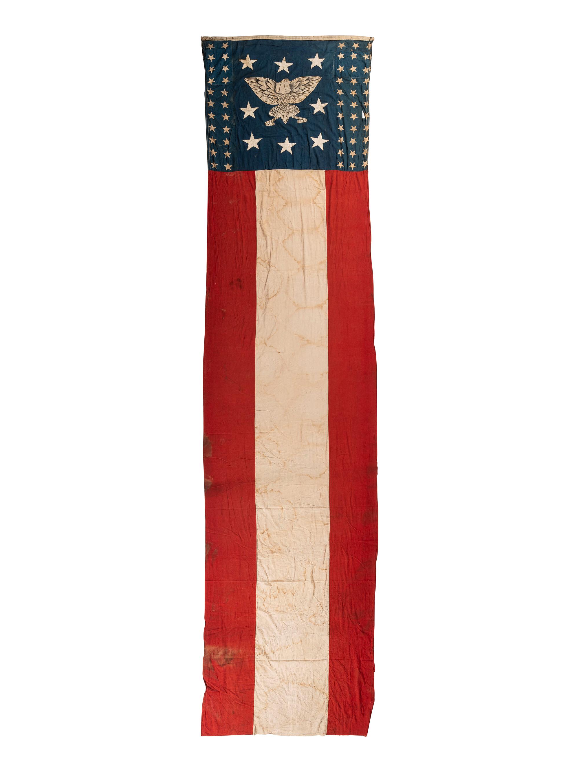 [FLAGS]. Patriotic banner featuring eagle and stars. Ca late 19th-early 20th century.