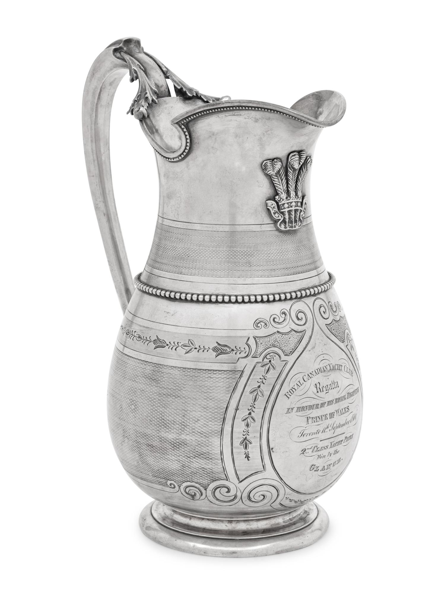 An American Coin Silver Presentation Water Pitcher of Yacht Racing Interest