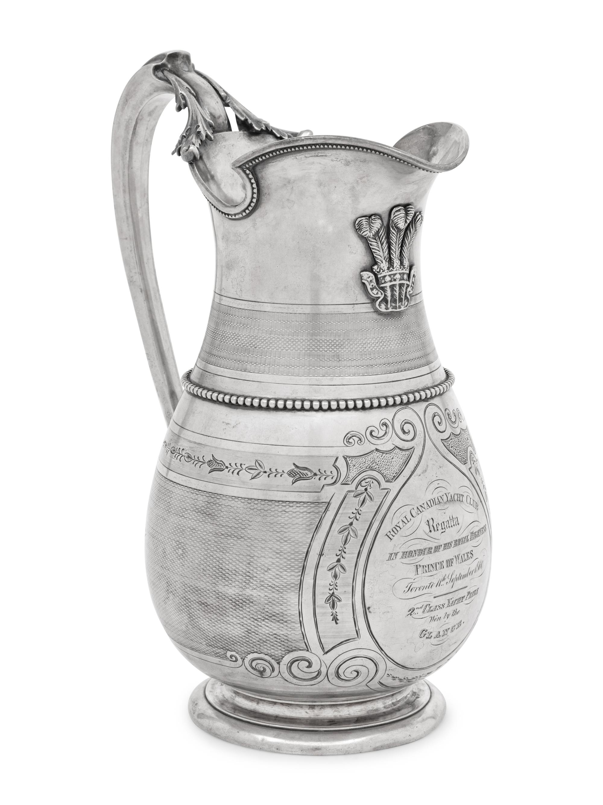 An American Coin Silver Presentation Water Pitcher of Yacht Racing Interest