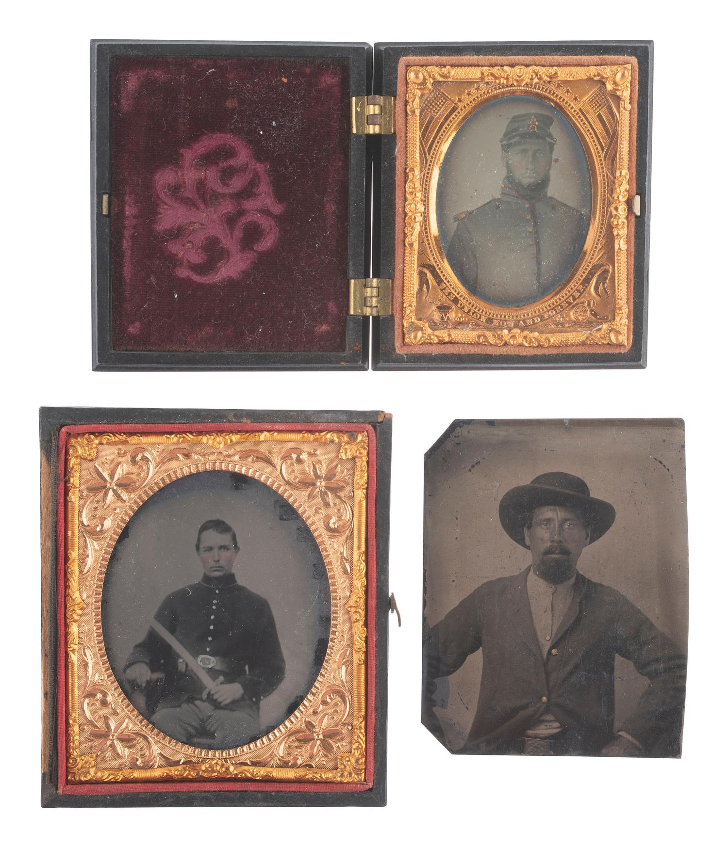 [CIVIL WAR]. A group of 5 ambrotypes and tintypes featuring federal soldiers, most Civil War-era.
