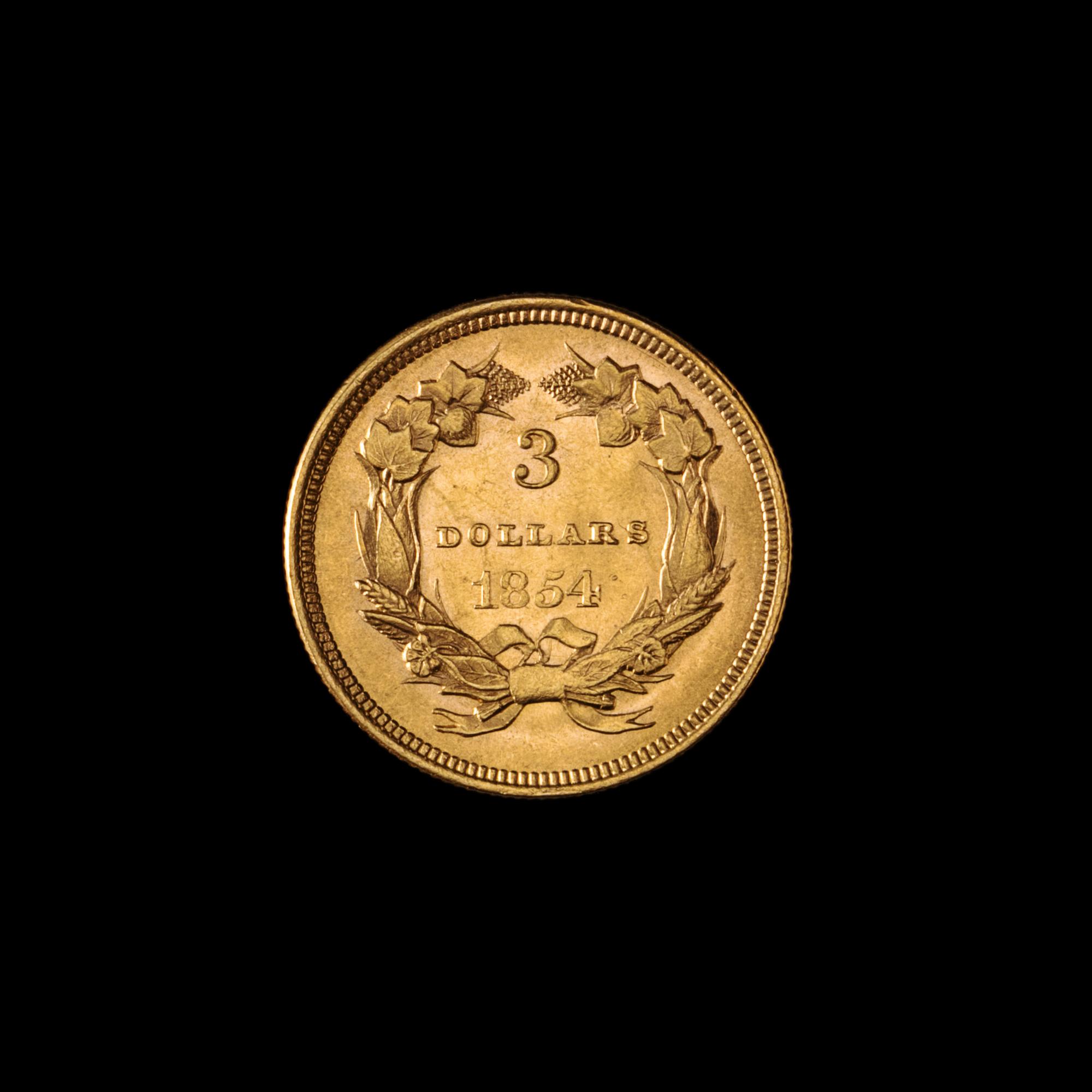 A United States 1854 Indian Princess $3 Gold Coin