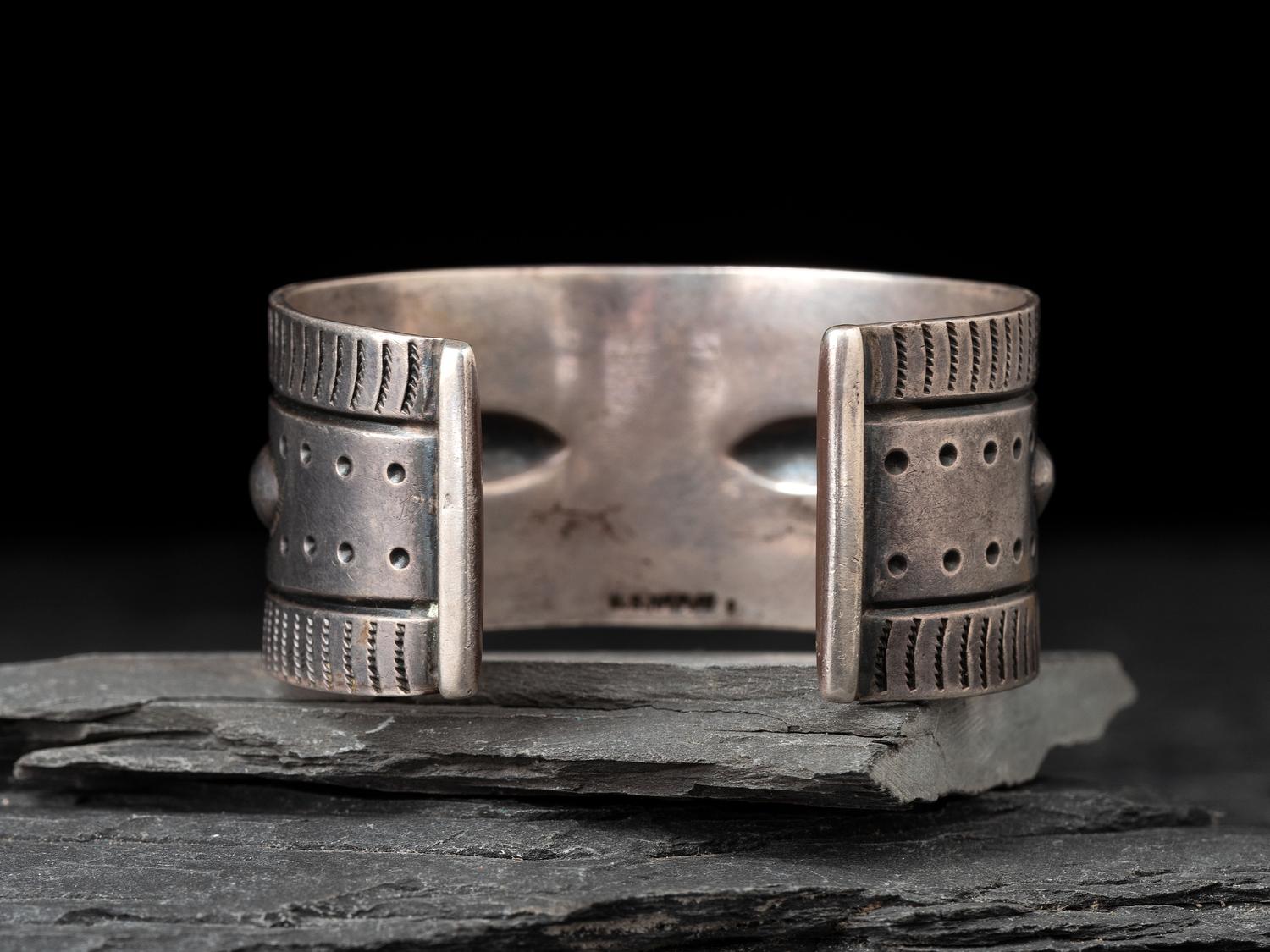 Navajo Ingot and Turquoise Cuff Bracelet