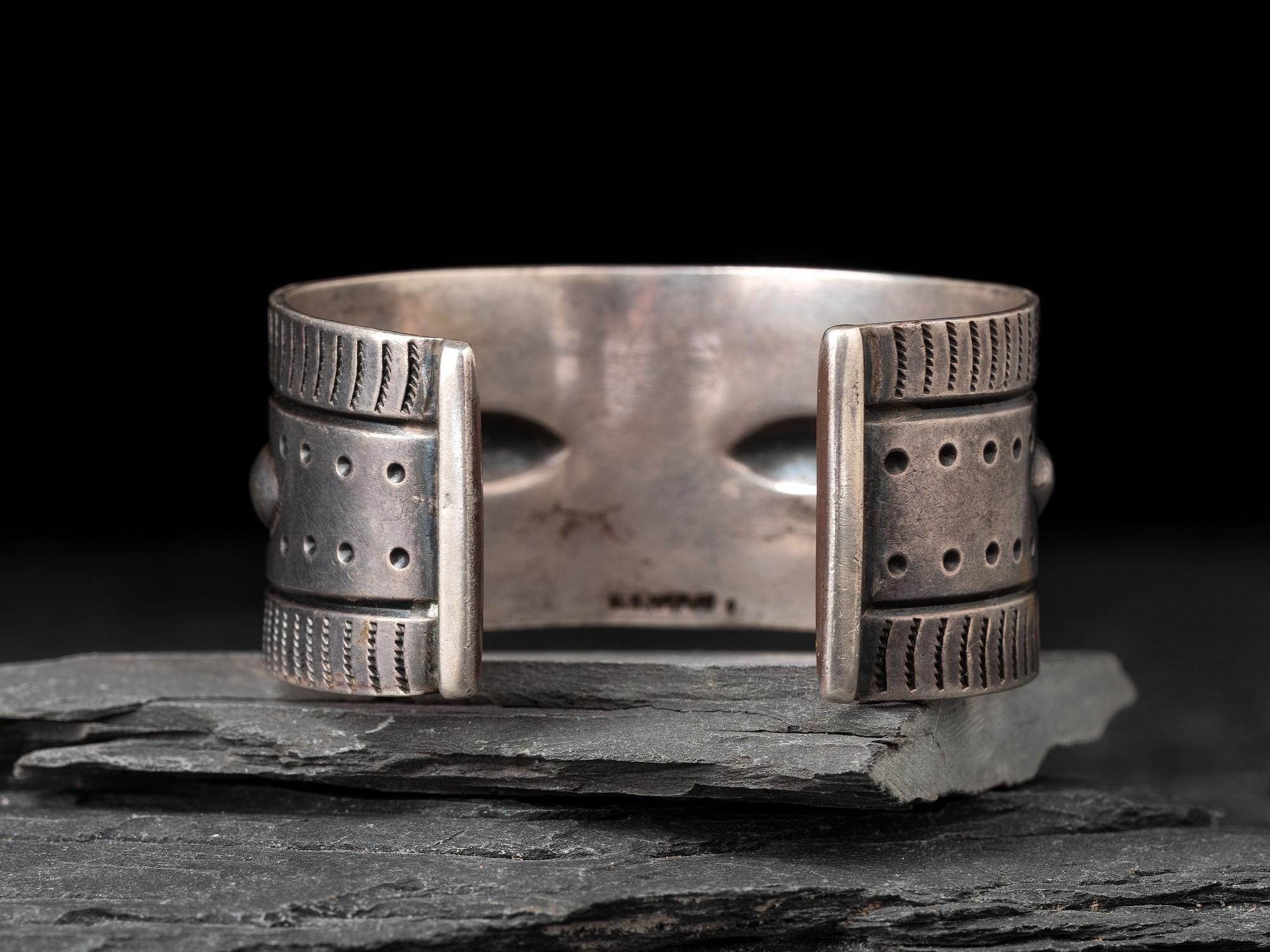 Navajo Ingot and Turquoise Cuff Bracelet