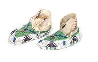 Pair of Sioux Beaded Infant Moccassins Length 4 inches