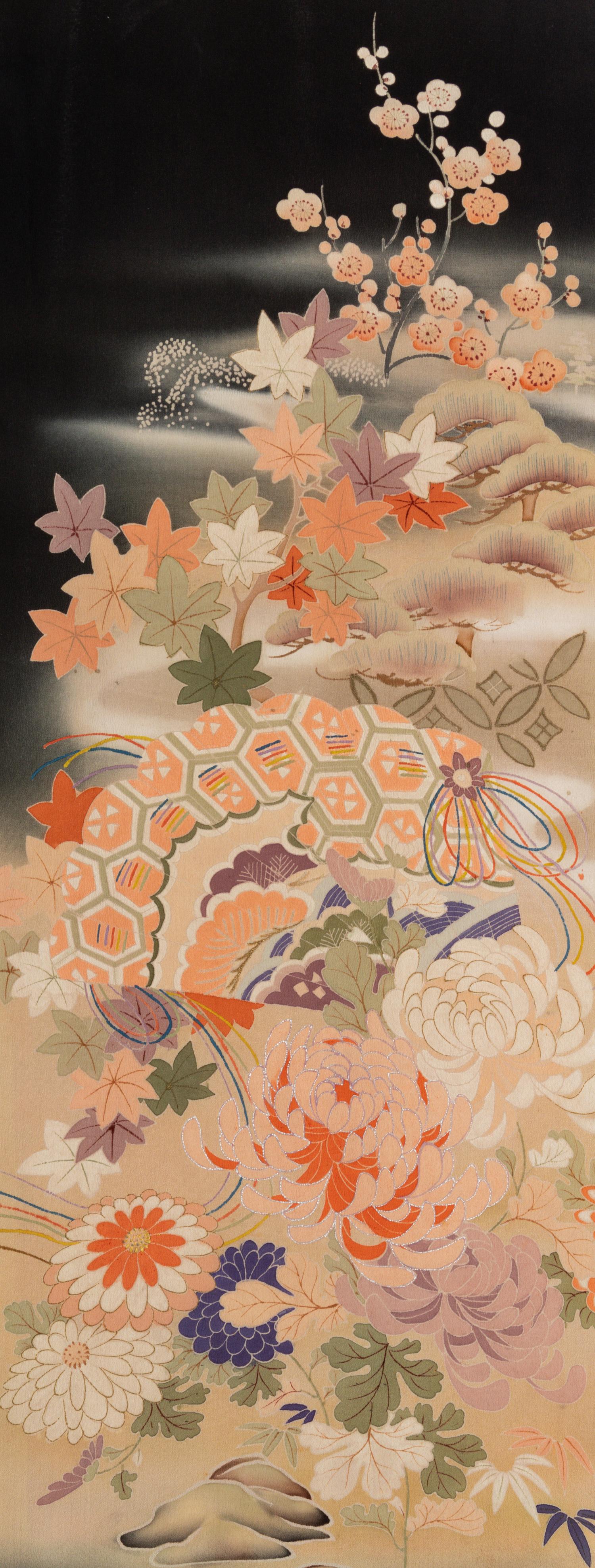 A Japanese Kuro Tomesode Kimono