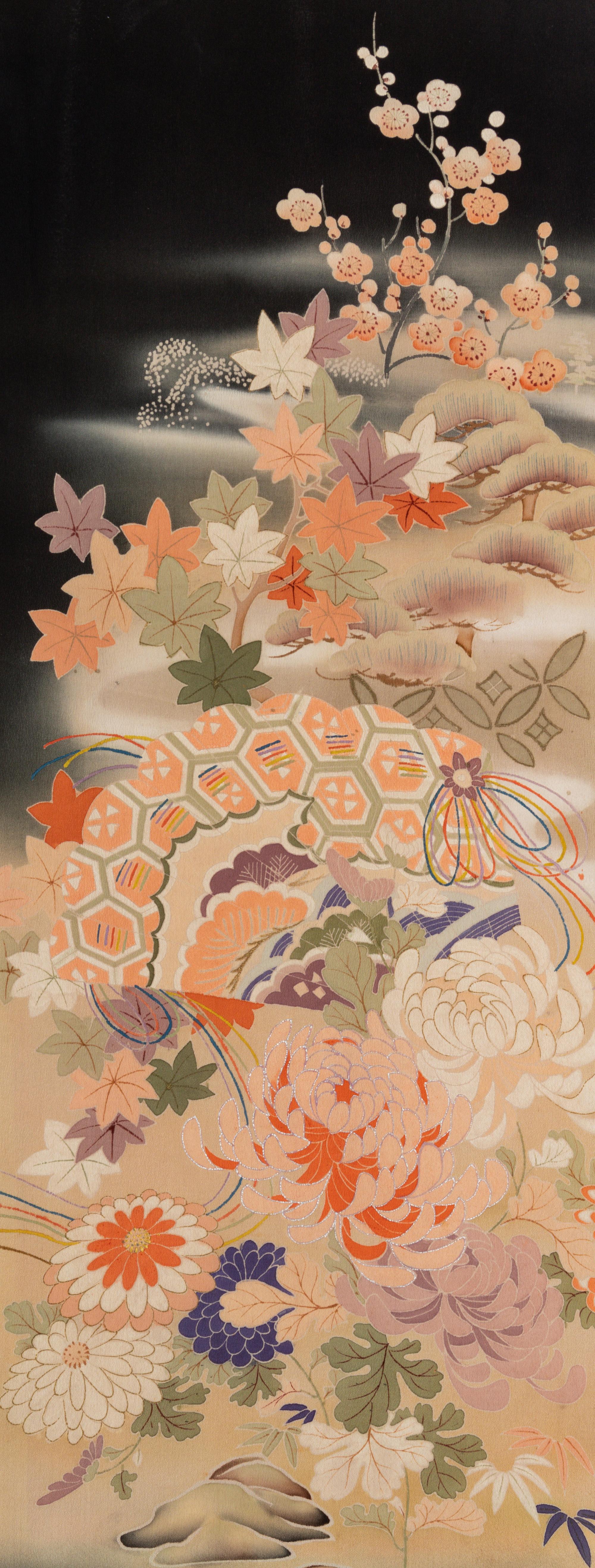 A Japanese Kuro Tomesode Kimono