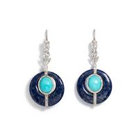 TURQUOISE, LAPIS LAZULI AND DIAMOND EARRINGS