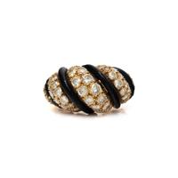 DIAMOND AND ENAMEL BOMBÉ RING