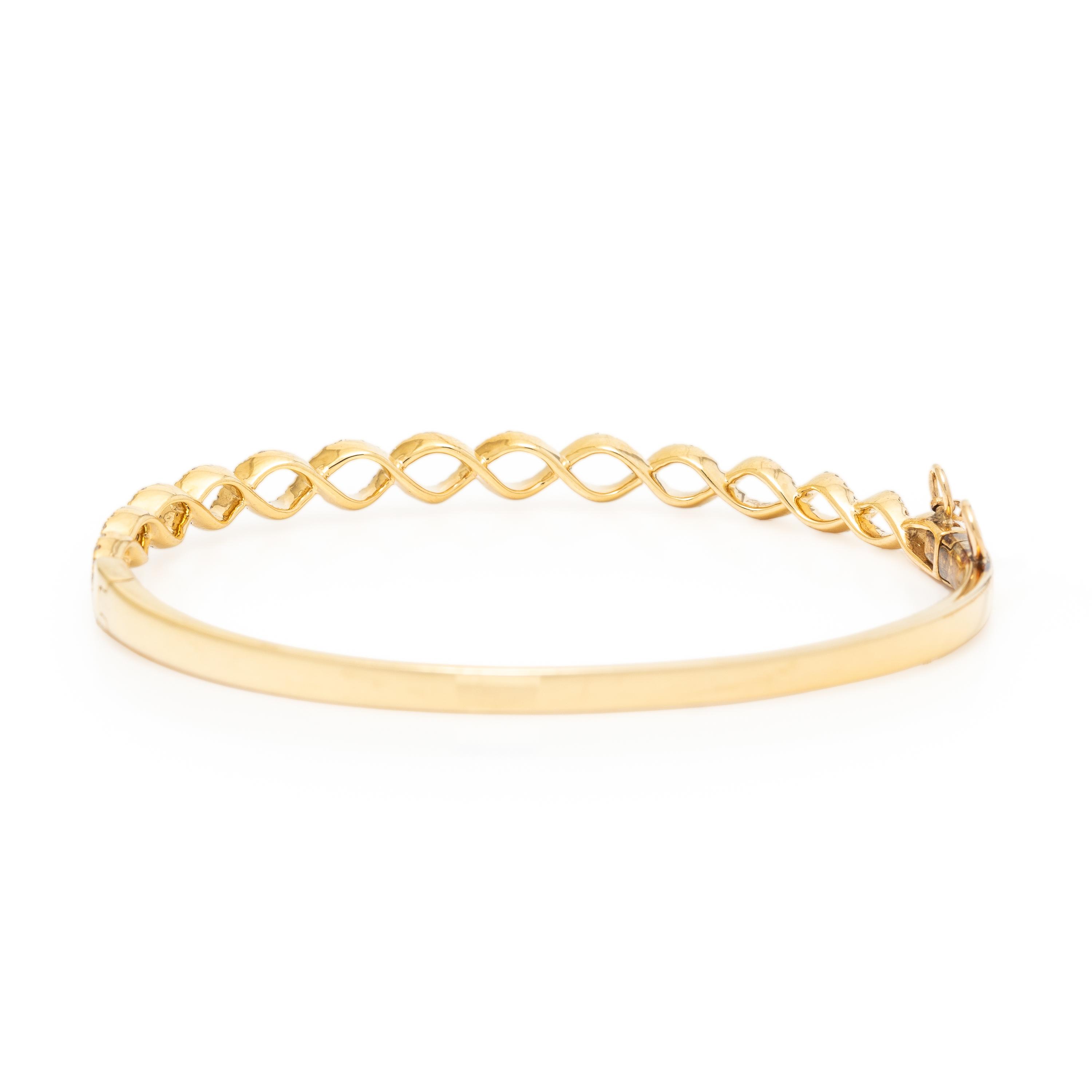 Diamond and Yellow Gold Bangle Bracelet