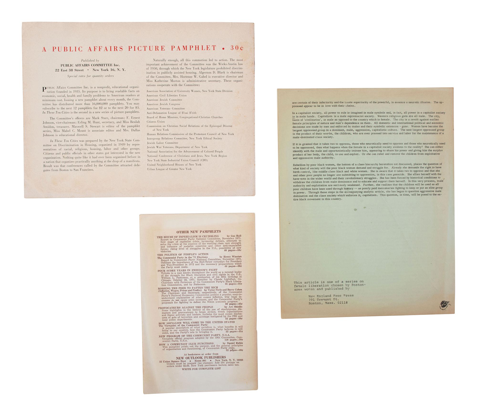 [CIVIL RIGHTS]. A group of 3 pamphlets addressing Civil Rights and discrimination, comprising: