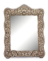 An English Silver Repousse Mounted Easel-Back Mirror, R. Carr Ltd., Sheffield, 1989,