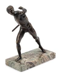 A Grand Tour Bronze Figure on a Marble Base