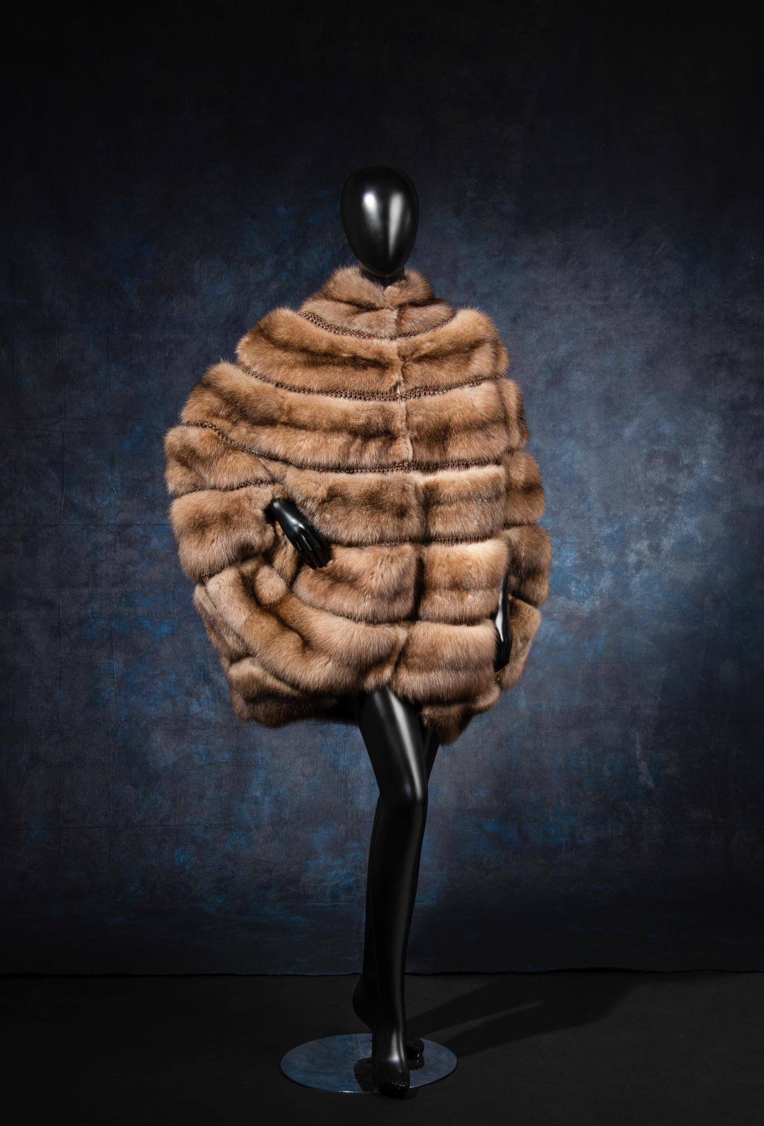 Chado Ralph Rucci Golden Sable and Braided Leather Stroller Coat