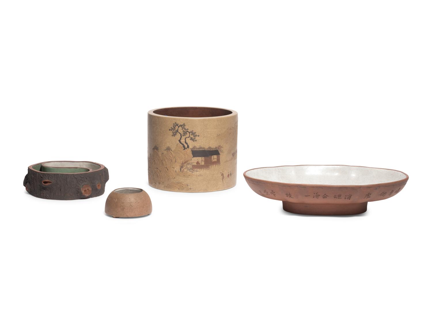 Four Chinese Yixing Zisha Pottery Vessels
