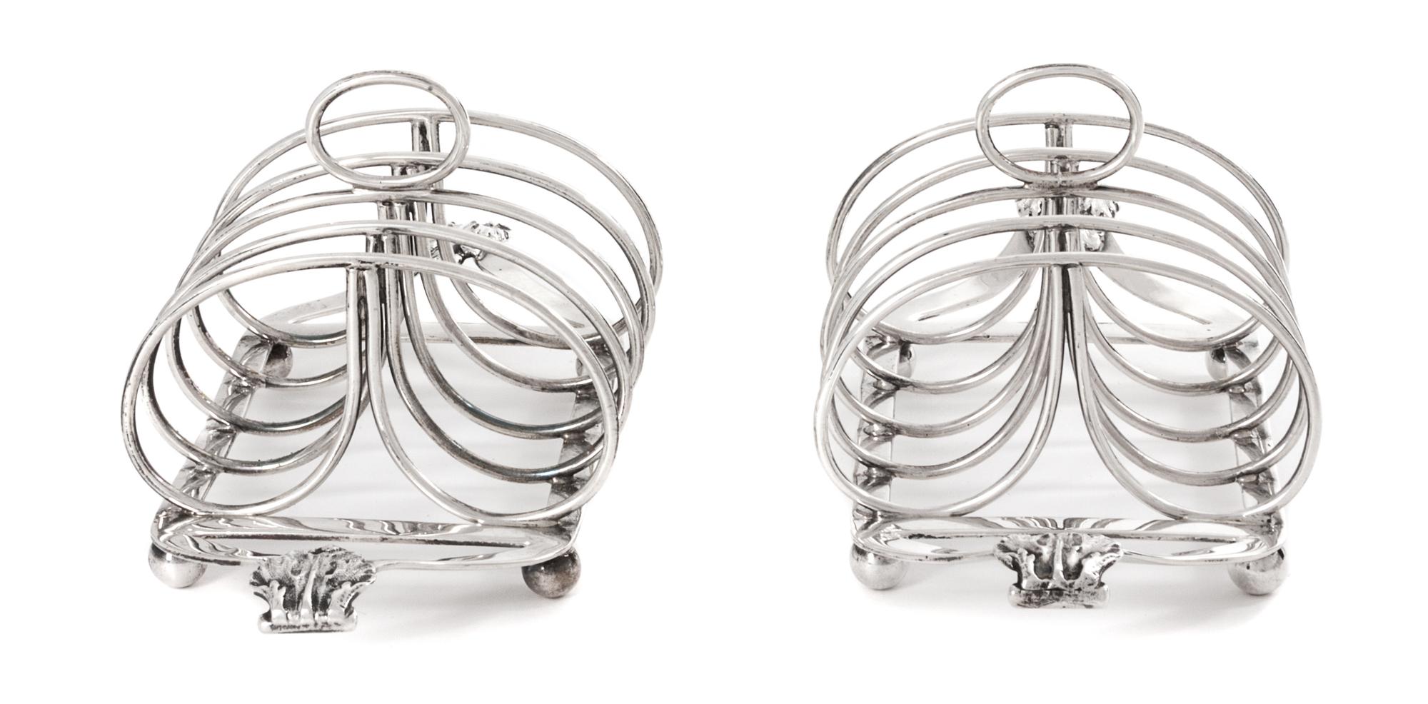 Two English Silver Toast Racks, Nayler Brothers, retailed by Tiffany & Co., London, 1929,