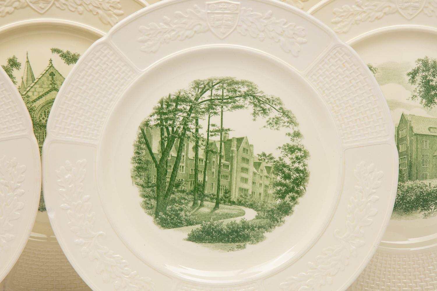 A Set of Twelve Wedgwood Plates with Landscapes of Wellesley College