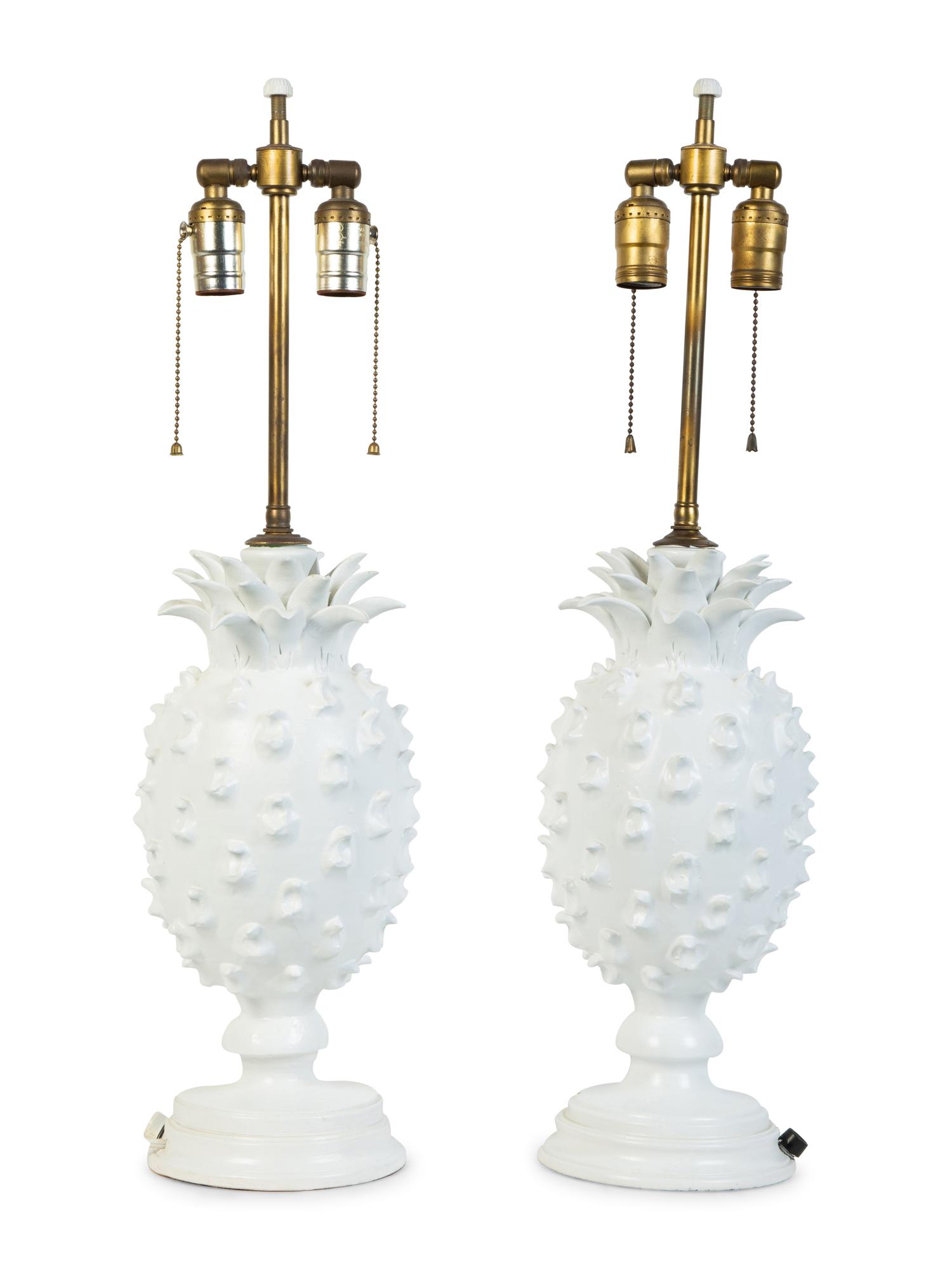 A Pair of Cast Resin Pineapple-Form Table Lamps — 20TH CENTURY
