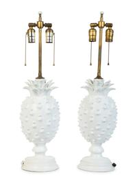 A Pair of Cast Resin Pineapple-Form Table Lamps — 20TH CENTURY