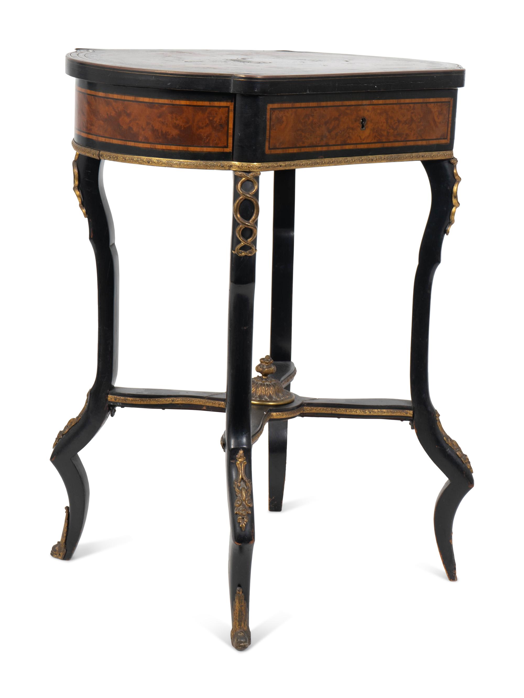 A Napoleon III Gilt Metal Mounted Ebonized and Burl Wood Dressing Table — 19TH CENTURY