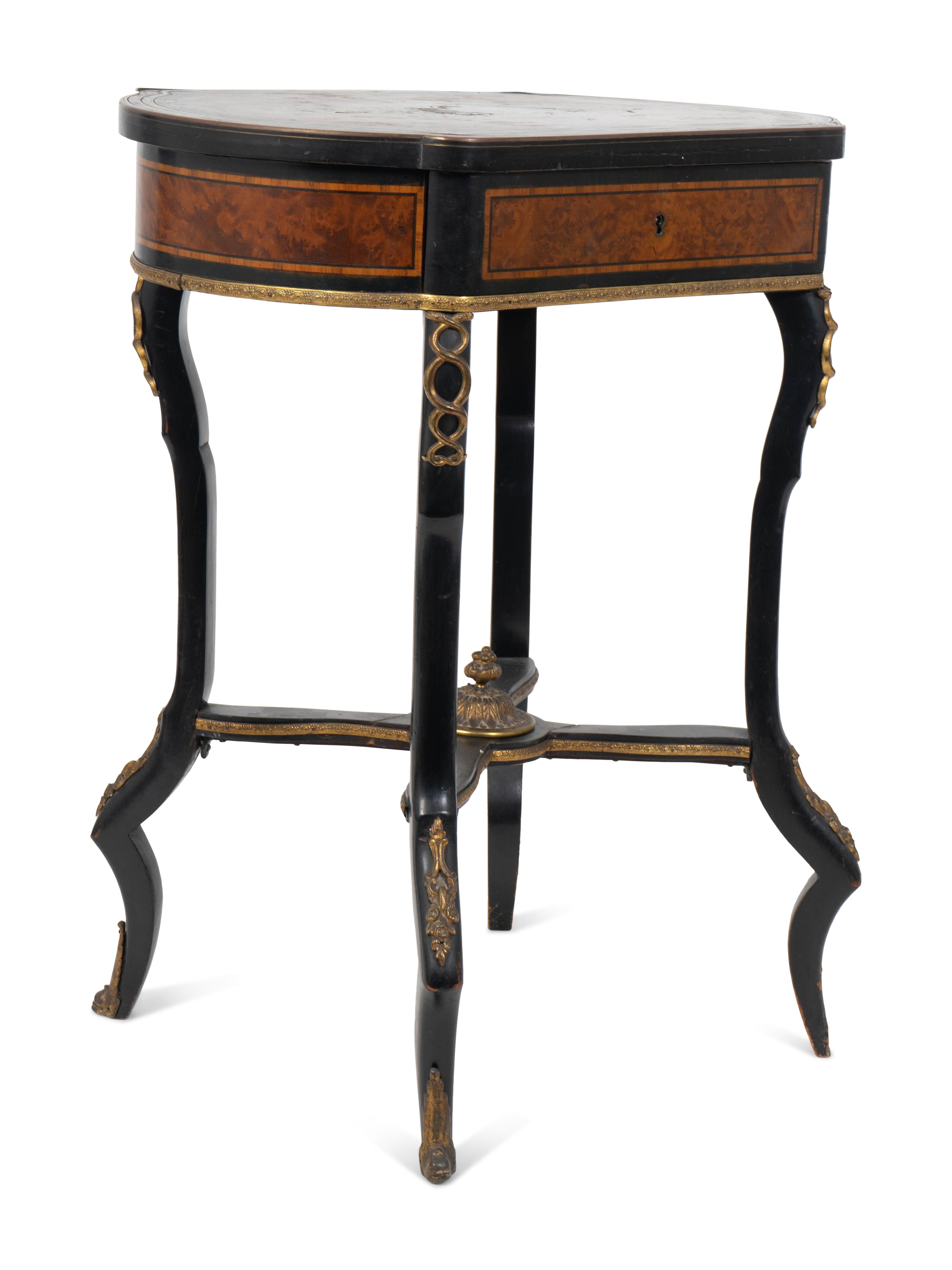 A Napoleon III Gilt Metal Mounted Ebonized and Burl Wood Dressing Table — 19TH CENTURY