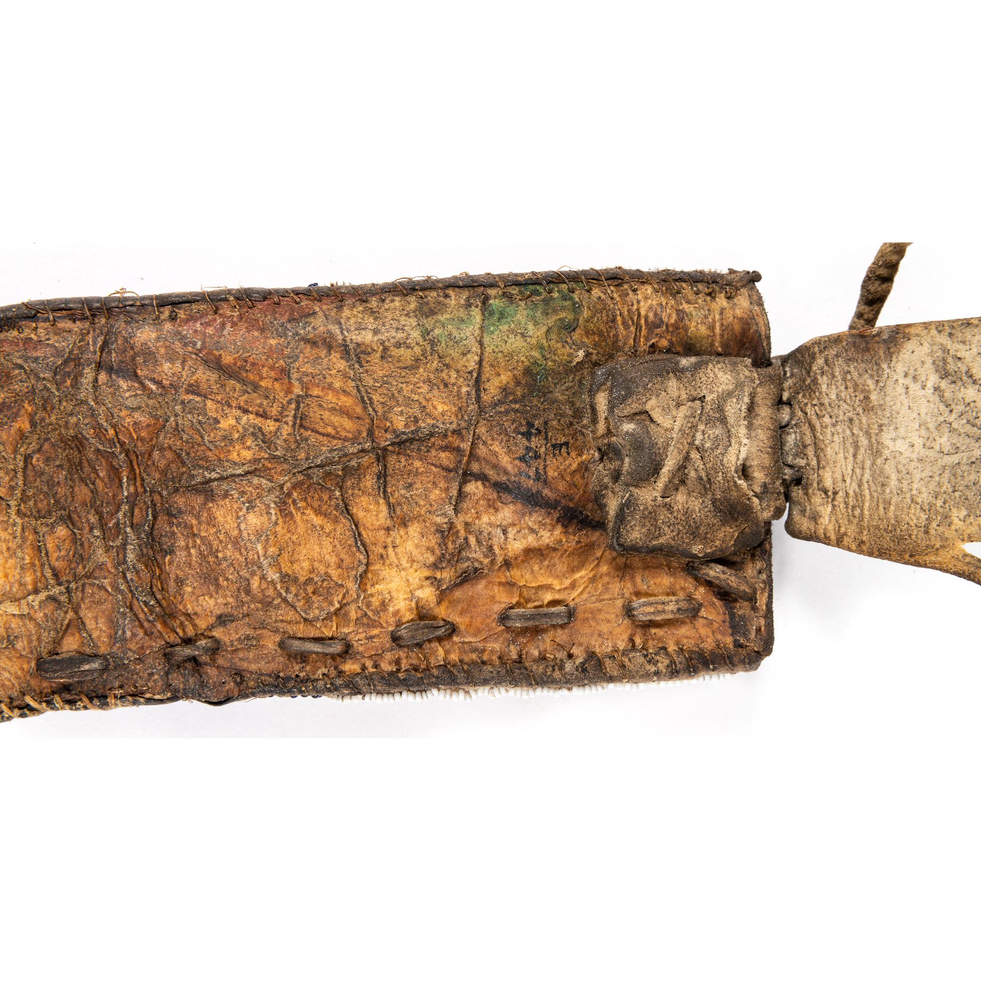 Sioux Beaded Knife Sheath, on Recycled Buffalo Hide Parfleche