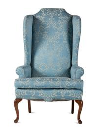A Queen Anne Style Mahogany Wingback Chair