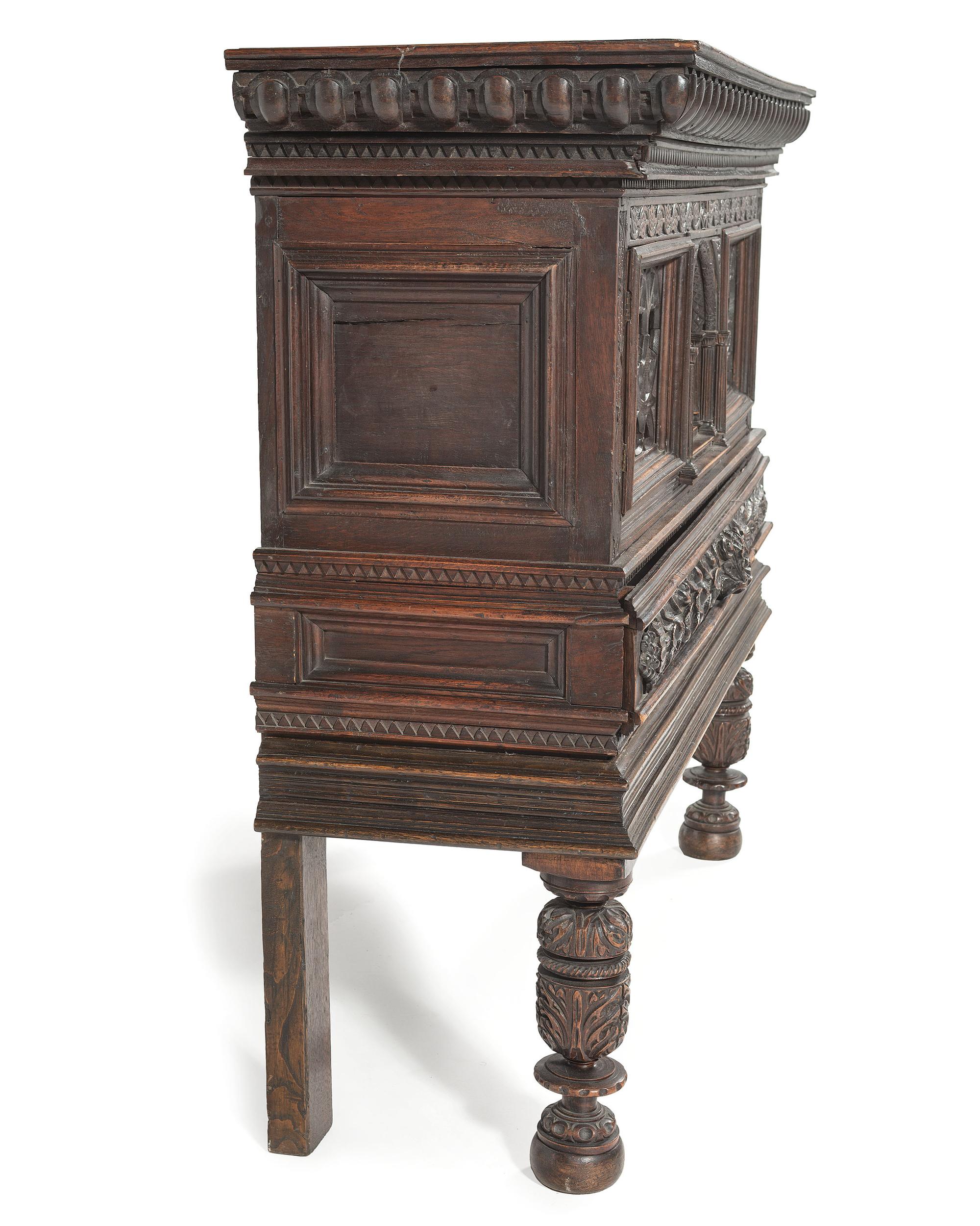 An English Gothic Revival Oak Court Cupboard