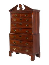 A George III Shell-Carved Mahogany Chest-on-Chest