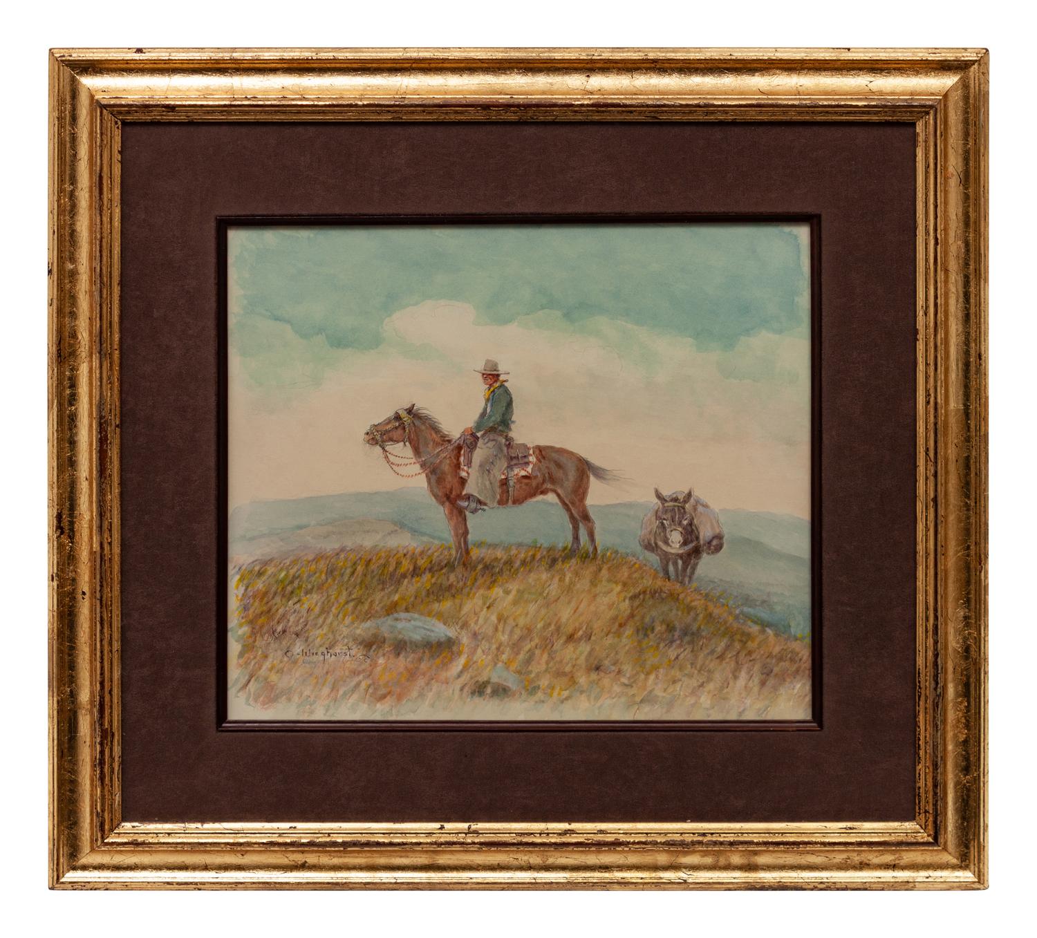 Cowboy & Burro on Hill