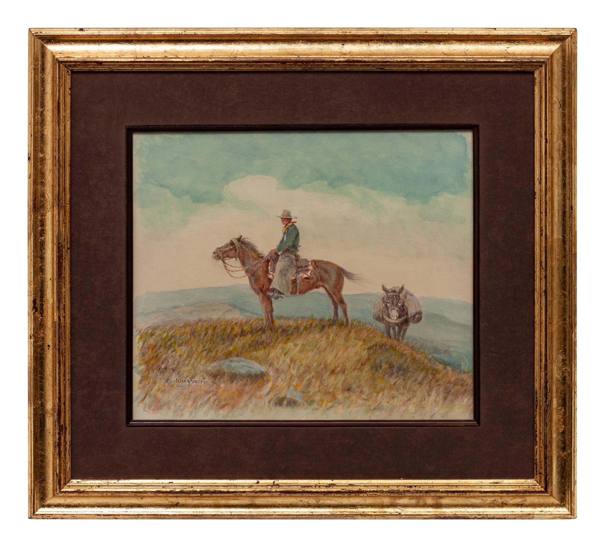 Cowboy & Burro on Hill