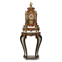 A Large Louis XIV Style Boulle Marquetry and Gilt Metal Mounted Clock and Stand