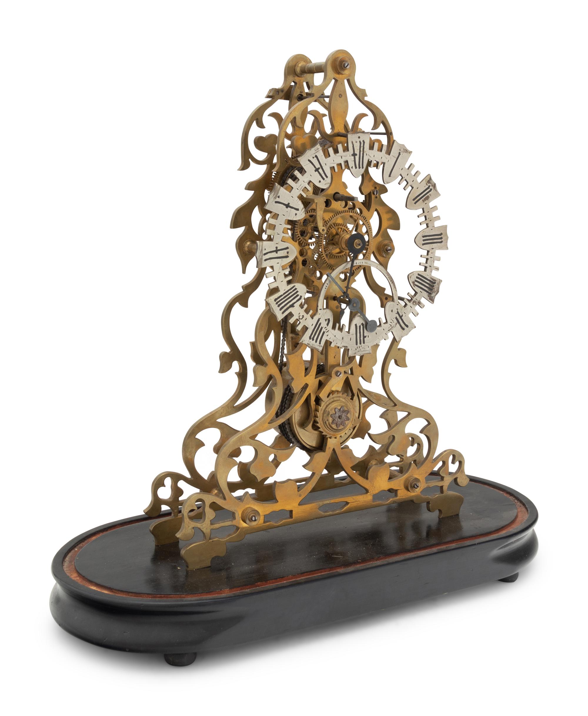 An English Brass and Steel Skeleton Clock
